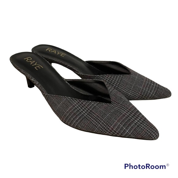 RAYE Shoes - RAYE Revolve Blanka plaid slip-on kitten heels - womens size 6